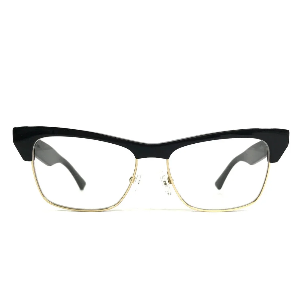 Bottega Veneta Eyeglasses Frames BV1100O 001 Black Shiny Gold Cat Eye 52-15-140